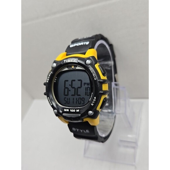Timex Ironman Triathlon Flix Digital Yellow Black 100M Indiglo New Battery Watch - Picture 2 of 11